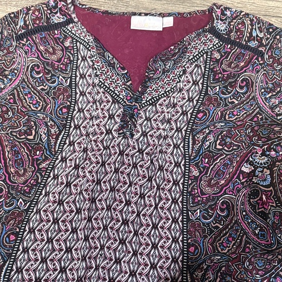 Belle by Kim Gravel Paisley Blouse in Burgundy and Black - Picture 3 of 6